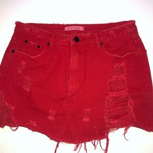 Red Jean skirt